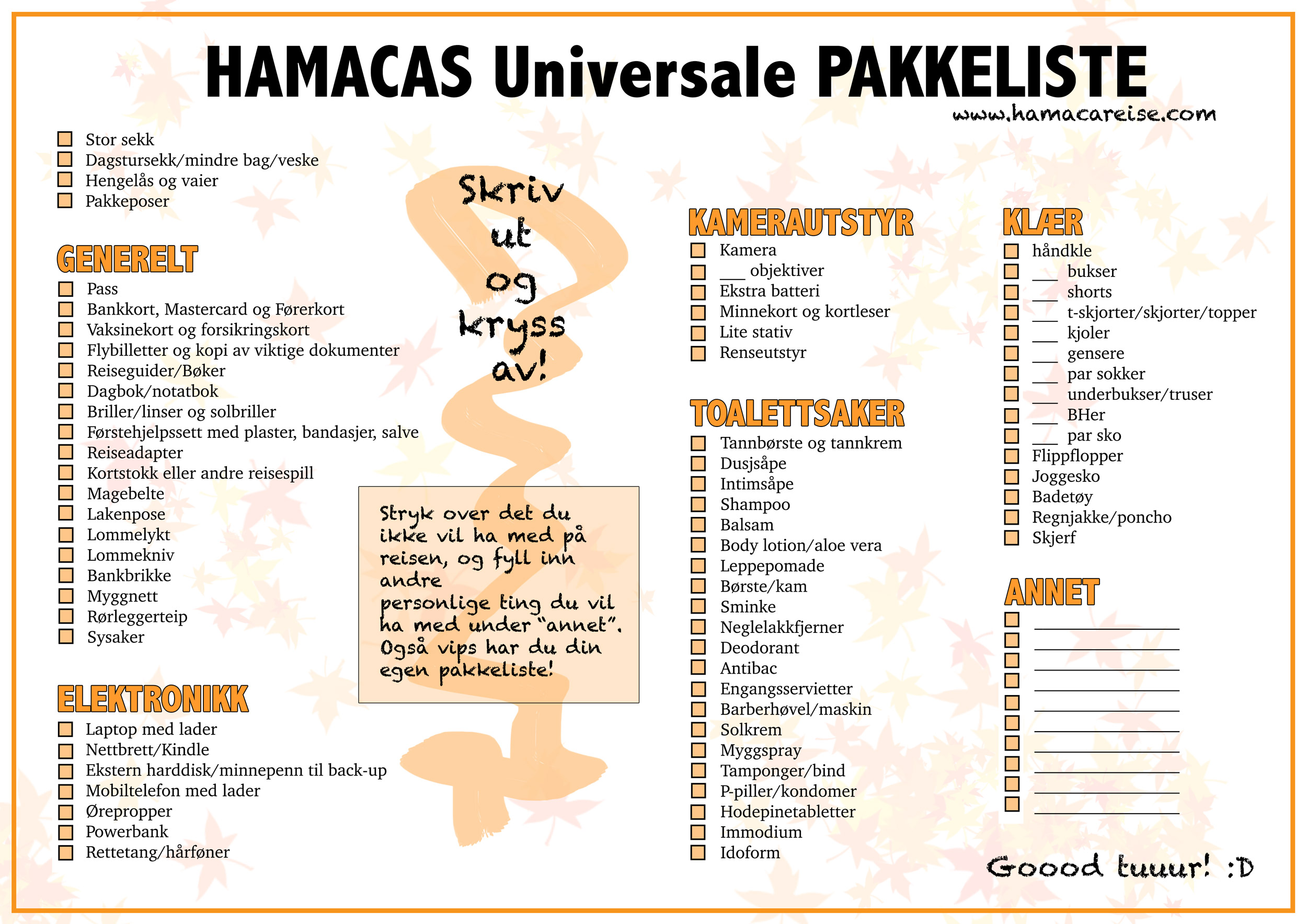 Pakkeliste syden 1 uke